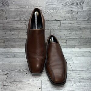 ECCO City Tray Bike Toe Brown Leather Dress Shoes Men Size EU 43 US 9.5